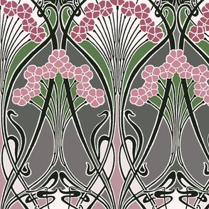 1901 Vintage "Violette" Art Nouveau by Rene Beauclair - in Blush and Green