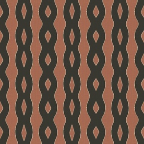 Modern Textured Ogee - Terracotta and Black 