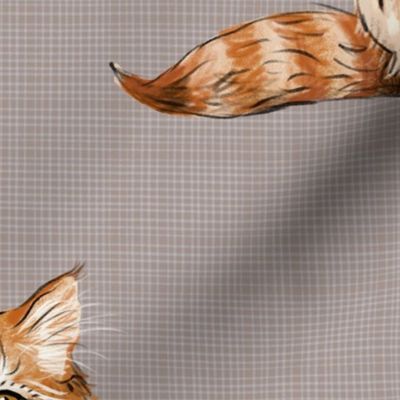 Large - Sweet Kitties - Orange Cats with Stars and Lightning Bolts on Tan Linen