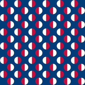 July 4th Split Circles ◐ Red and White on Blue