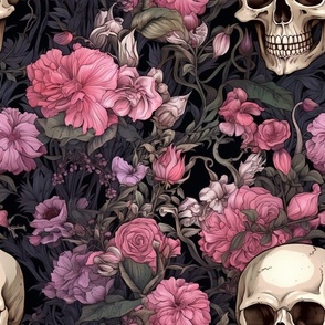 pastel floral skeleton print