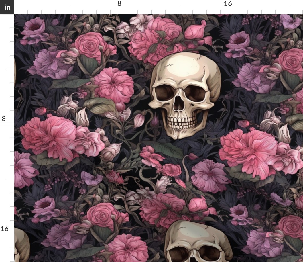 pastel floral skeleton print