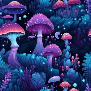 pastel glowing mushrooms