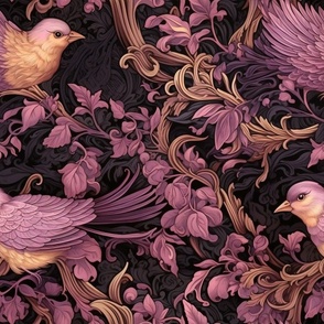 pastel birds with lush florals
