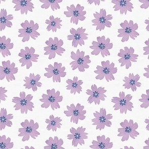 Watercolor Flowers_Violet_White Paper texture_Small