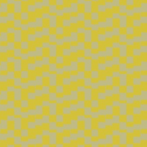 distorted checkerboard check brass yellow and sage beige | small