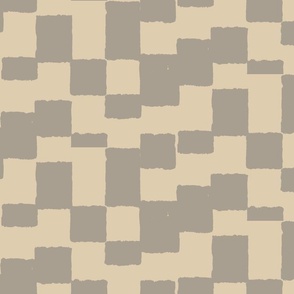 eroded checkerboard check taupe and linen | large