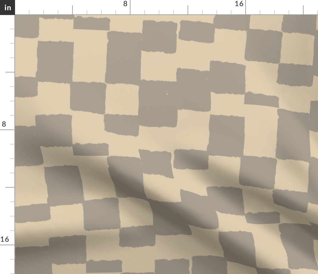 eroded checkerboard check taupe and linen | large