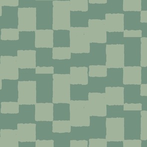 eroded checkerboard check sage green and eucalyptus | large