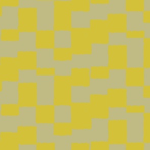 eroded checkerboard check mustard yellow and sage beige | large