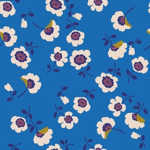 Blue floating nordic floral