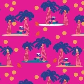 Pink Crocodiles and Palm Trees