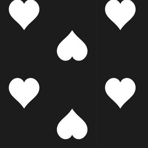 Large White Hearts on Black 
