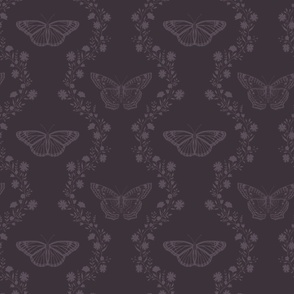 Butterfly dark academia moody purple - medium scale