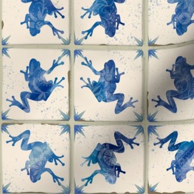 Delft frogs imperfect faux tile