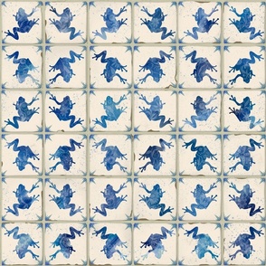 Delft frogs imperfect faux tile