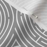 labyrinth and spiral in white and grey