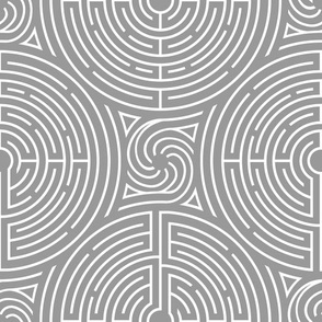 labyrinth and spiral in white and grey