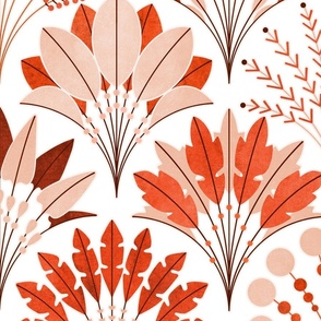 Art Deco Block Print Palms - Red Orange - Large Scale