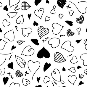 Funny black and white Valentine's Day - FABRIC