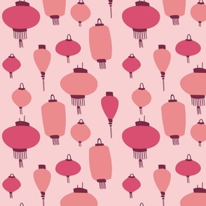 Pink Chinese Lanterns - New Year Digital Illustration