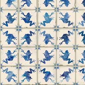 Delft frogs imperfect 4 inch faux tile 