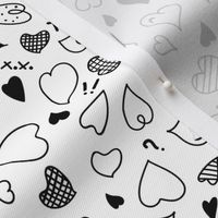 Small black and white Valentine's Day - FABRIC