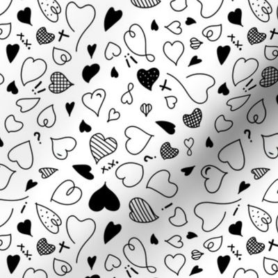 Small black and white Valentine's Day - FABRIC