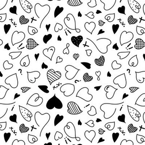 Small black and white Valentine's Day - FABRIC