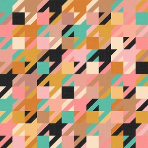 Geometric Shapes - Houndstooth Texture No.001 - Cozy, Vintage, Summery Shades / Large