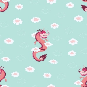Floating Dragon in the Clouds Chinese New Year Pattern