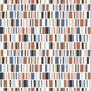 Hand-Drawn Blue Nova-Terracotta Stripes - Geometric Modernism - Mini Scale