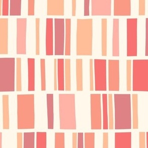 Hand-Drawn Peach Pinks Stripes - Geometric Modernism - Large Scale