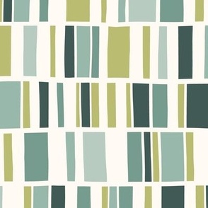 Hand-Drawn Sage Green Stripes - Geometric Modernism - Large Scale