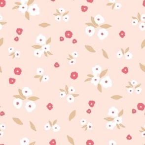 Scattered mini floral in pink and white