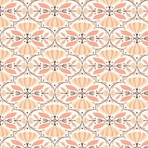 Peach Geometric Harmony: Art Deco Inspired Pattern - Soft Moroccan Tile Design