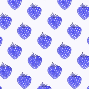 Cute and simple blue strawberry watercolor pattern