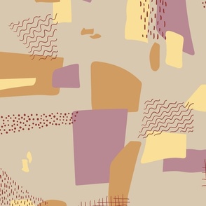 (L) abstract handdrawn shapes desert colors