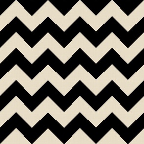 Small traditional chevron geometric in sophisticated black and linen textured beige. 