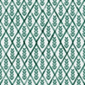 Amla Leaves - Dark Green  - Diamond Pattern