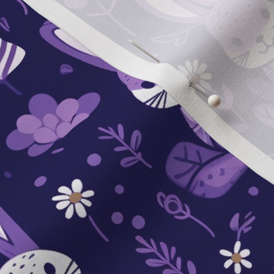 Purple Easter Bunny Floral Pattern