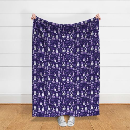 Purple Easter Bunny Floral Pattern