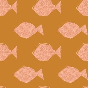 Fishies // Mustard yellow & pink // Colorway 4