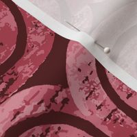 Hand-stamped Arches and Swirls - Geometric Block Print - Dark Magenta Pink