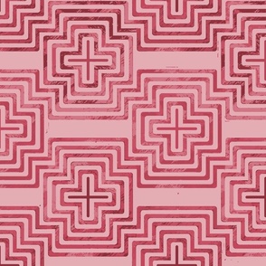 Modern Geometric - Concentric Plus, Pluses - Magenta Pink