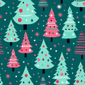 retro candy colored christmas trees