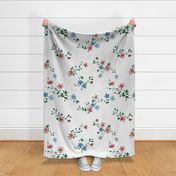 Anne's Ditsy Floral Meadow on off-white linen backround - large scale