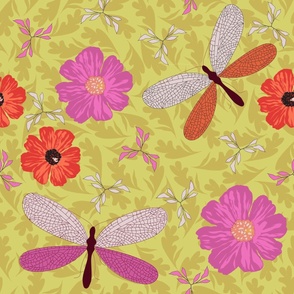 Large Dragonfly Floral Summer Vibe full of color and excitement