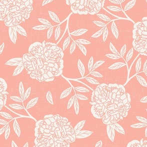 Pompom Peony (large), peach pearl floral