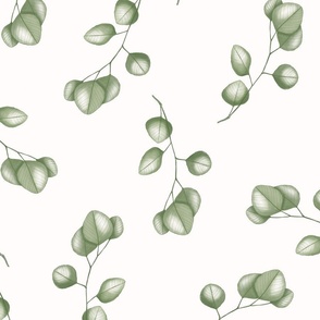 watercolor eucalyptus leaves in green / french country painted botanical
